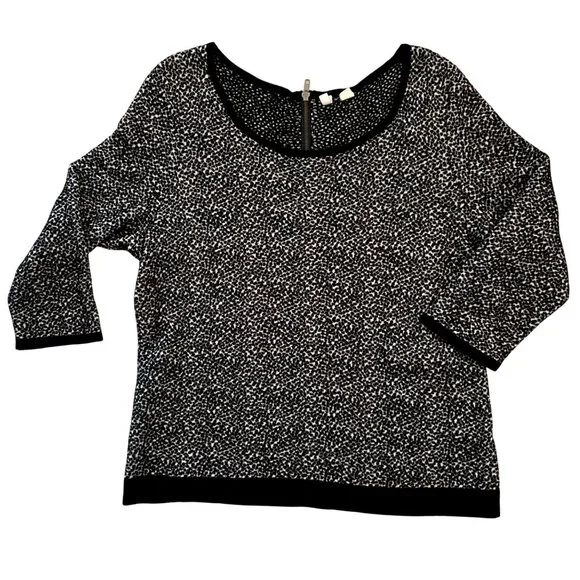 Moth Anthropologie Sweater Size XL Black White Textured Knit Scoop Neck - Picture 3 of 11